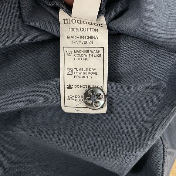 Mododoc Shirt Small Womens Knit Pocket Top Button Up Long Sleeve Blue Sundance - Picture 7 of 10